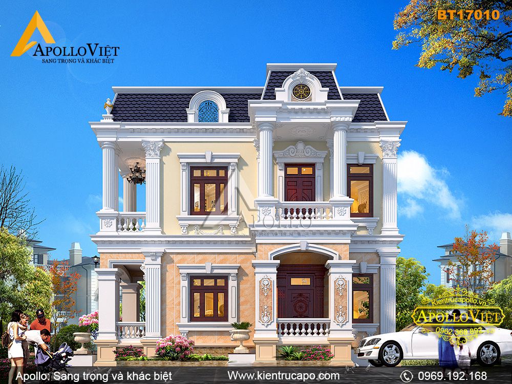 Cận cảnh mẫu Biệt thự 2 tầng 3 phòng ngủ ấn tượng BT17010